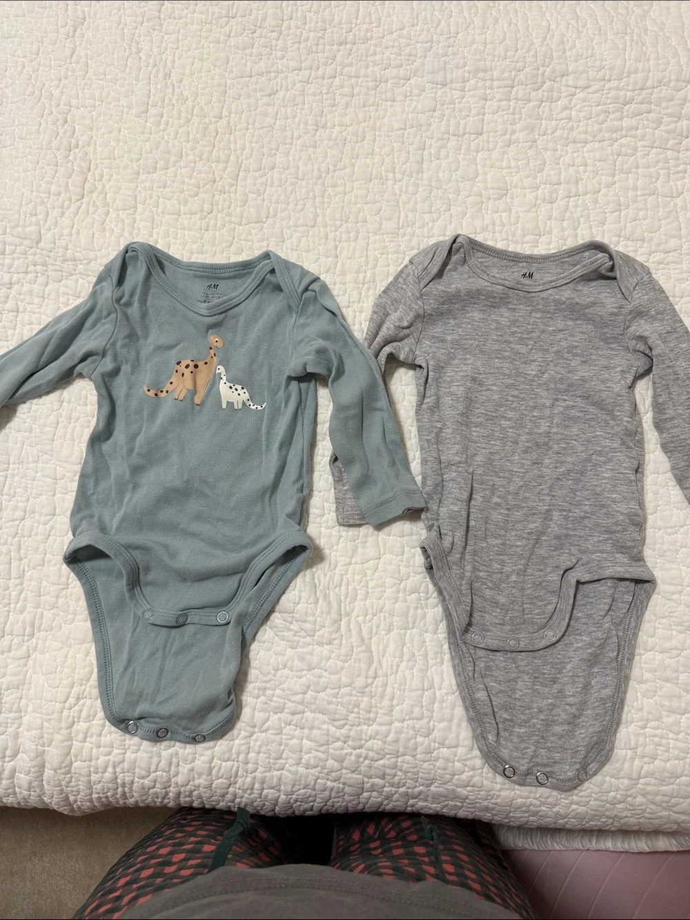 H&M Long-Sleeve Baby Bodysuit Set - Blue-Green & Gray